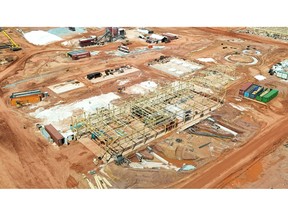 The power plant continues to advance with over 1,350 m3 of concrete poured to date and the structural steel framing for the engine hall complete. Day tank and stack foundations are also complete while cable tray and electrical are currently being installed. Fuel treatment building (right) has completed framing.