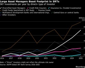 Large Asset Managers Boost Footprint in SRTs | SRT investments per year by direct* type of investor