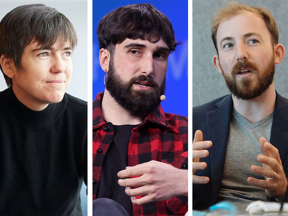 Waabi Innovation Inc. chief executive Raquel Urtasun, left to right, Aidan Gomez, chief executive of Cohere Inc., and Mike Katchen, chief executive of Wealthsimple Inc., will be among the speakers at the Canadian Global Growth Forum on Sept. 14.