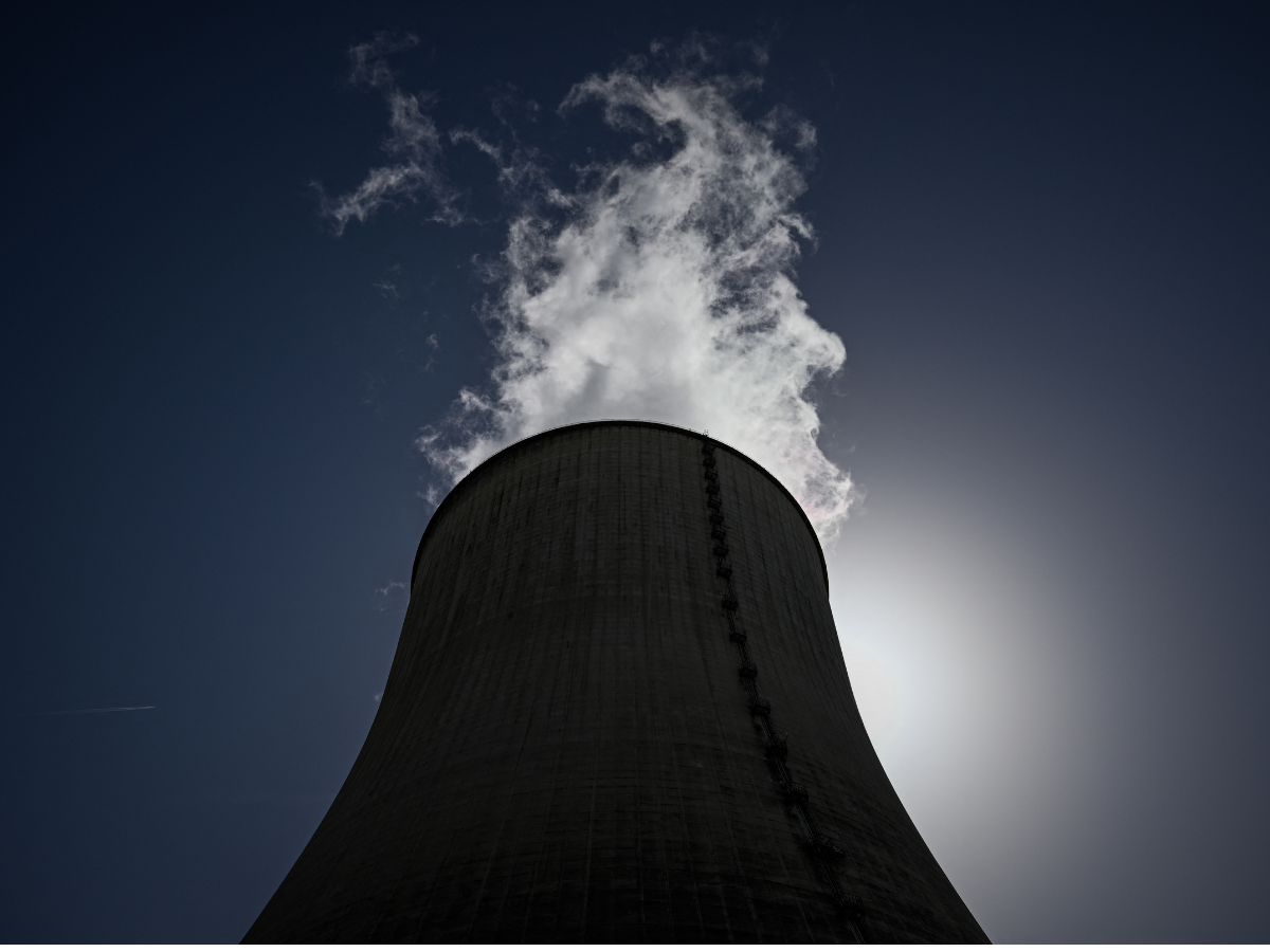 This photograph shows a cooling tower of the Civaux nuclear power plant, south-western France, on June 24, 2026