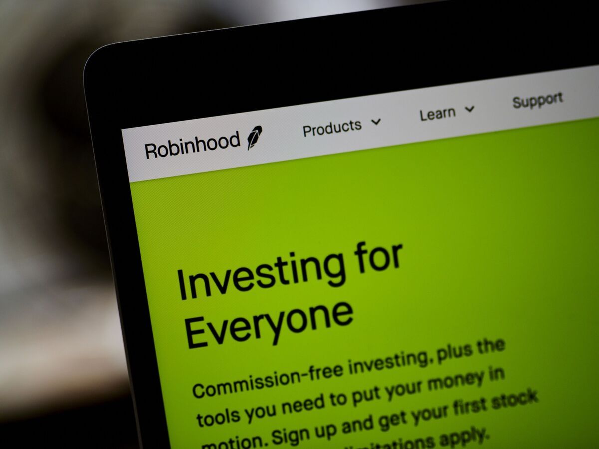 The Robinhood website home screen on a laptop computer arranged in the Brooklyn borough of New York, U.S., on Saturday, Dec. 19, 2020.