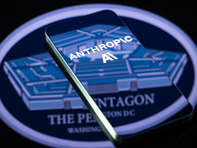 The Anthropic logo is displayed on a smartphone screen in this photo illustration in Brussels, Belgium, on March 31, 2026.