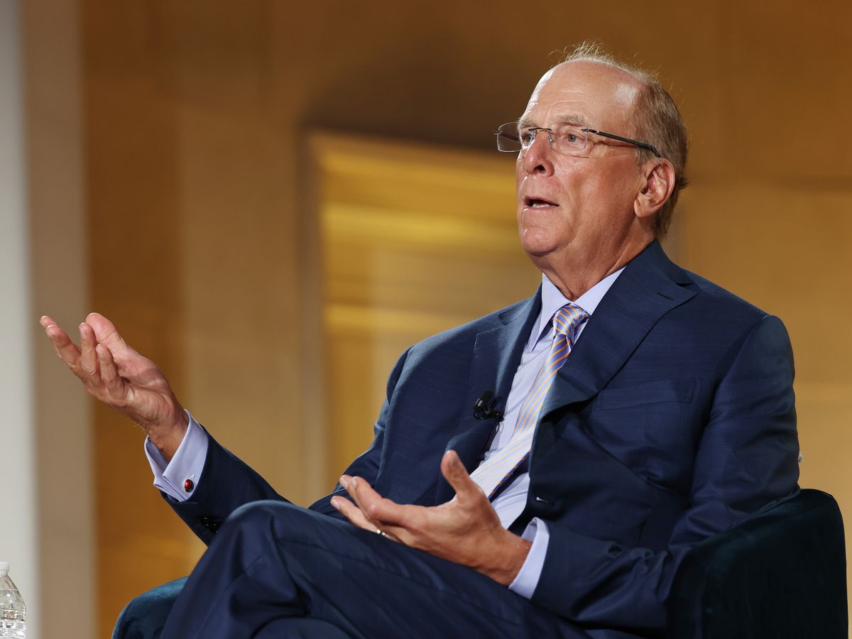 CEO of BlackRock Larry Fink speaks during a panel at the BlackRock Infrastructure Summit on March 11, 2026 in Washington, DC.