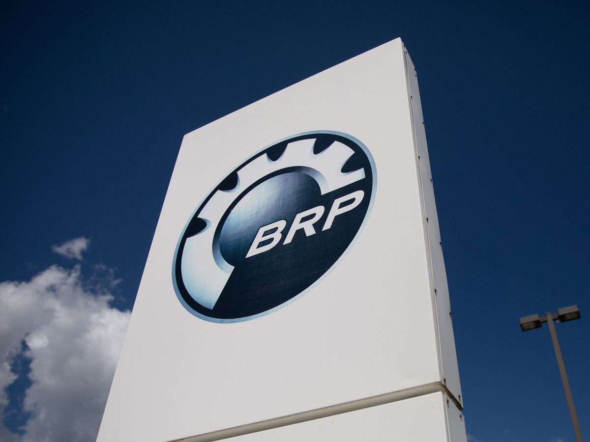 The exterior sign at the BRP assembly plant in Valcourt, Quebec