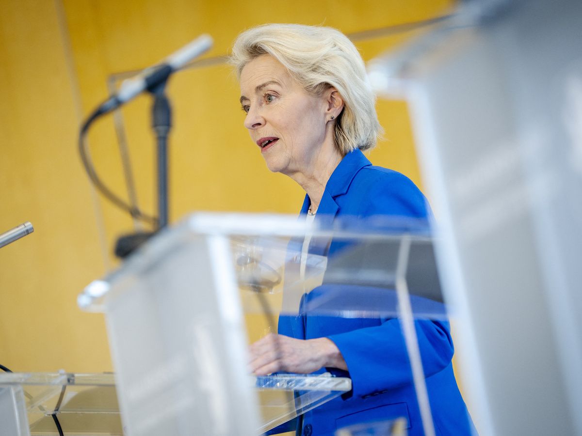 EU Commission President Ursula von der Leyen holds a press conference in Nuuk, Greenland, on Sept. 7, 2026.