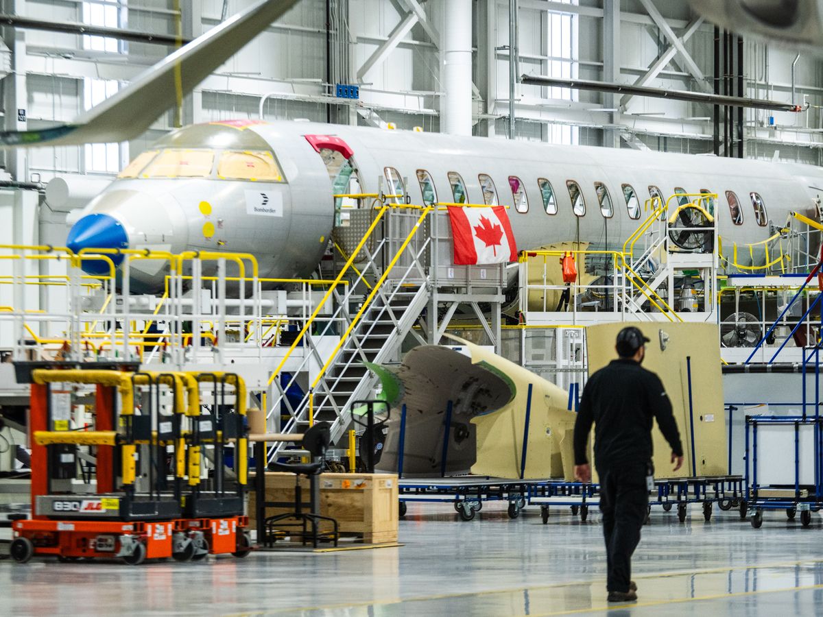 A Bombardier Global 8000 jet after an entry-into-service celebration event at the Bombardier Aircraft Assembly Centre in Mississauga on Dec. 8, 2025.