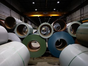 Steel coils at Ideal Roofing Company Limited Manufacturers in Ottawa on Aug. 25, 2026.