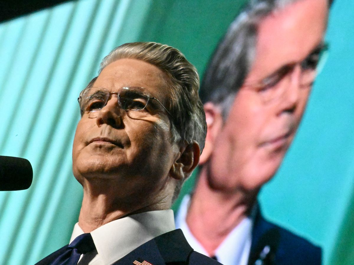 US Secretary of Treasury Scott Bessent speaks during the Republican National Midterm Convention at the American Airlines Center in Dallas, Texas on September 9, 2026.