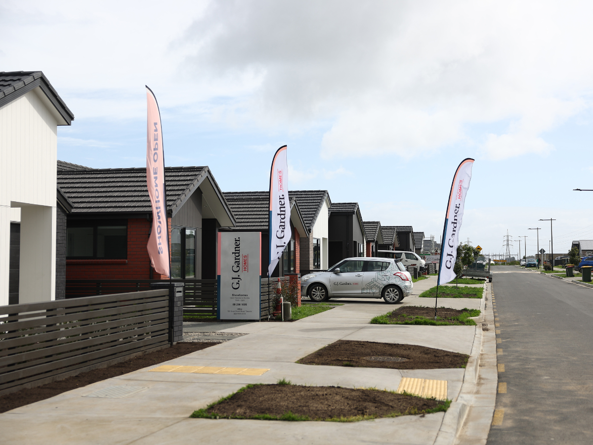 A general view of a new housing development in Drury on September 06, 2026 in Auckland, New Zealand.