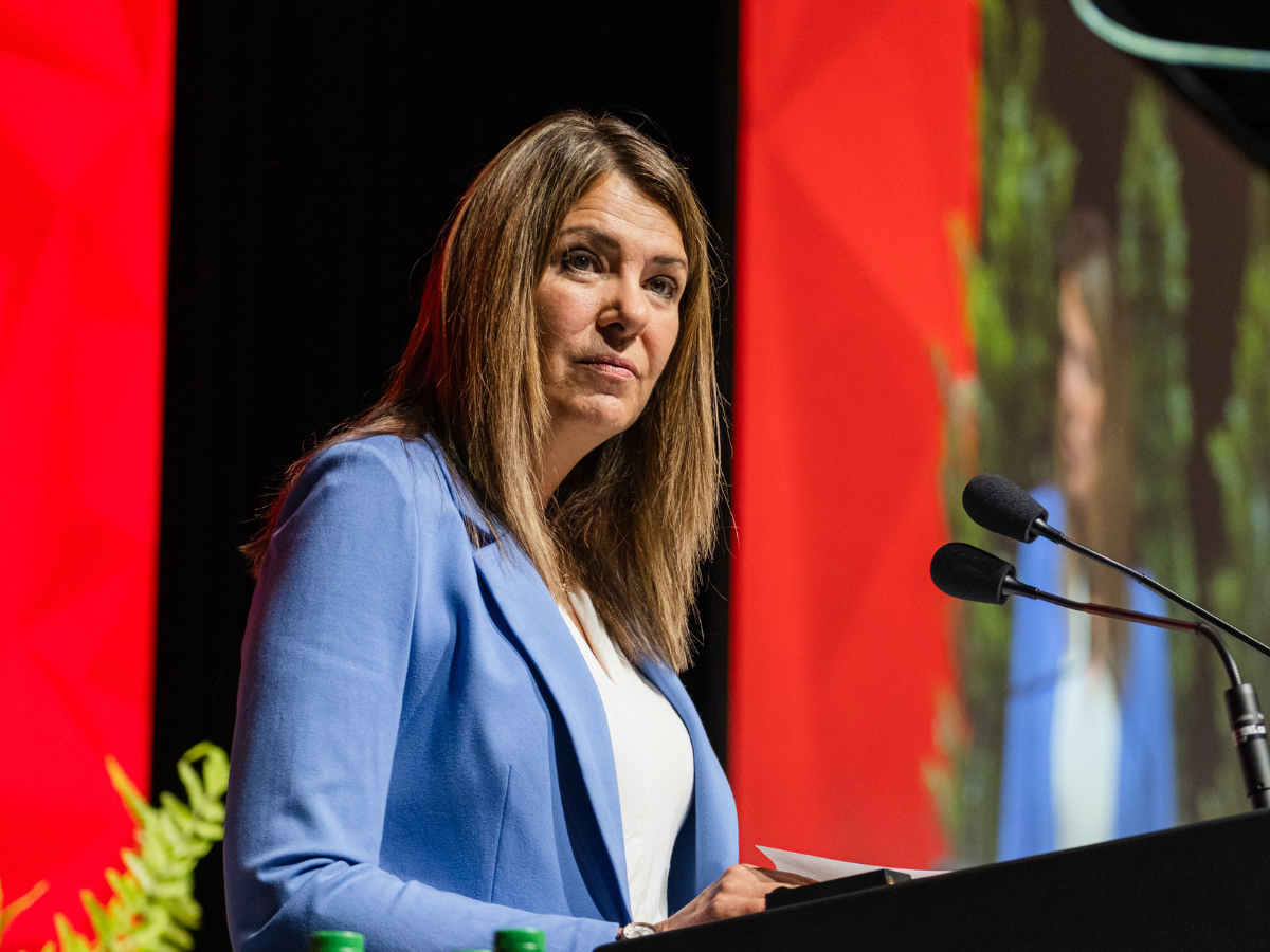 Danielle Smith, Alberta's premier, during the Alberta's Industrial Heartland Stakeholder (AIHA) conference in Edmonton, Alberta, Canada, on Thursday, Sept. 10, 2026.