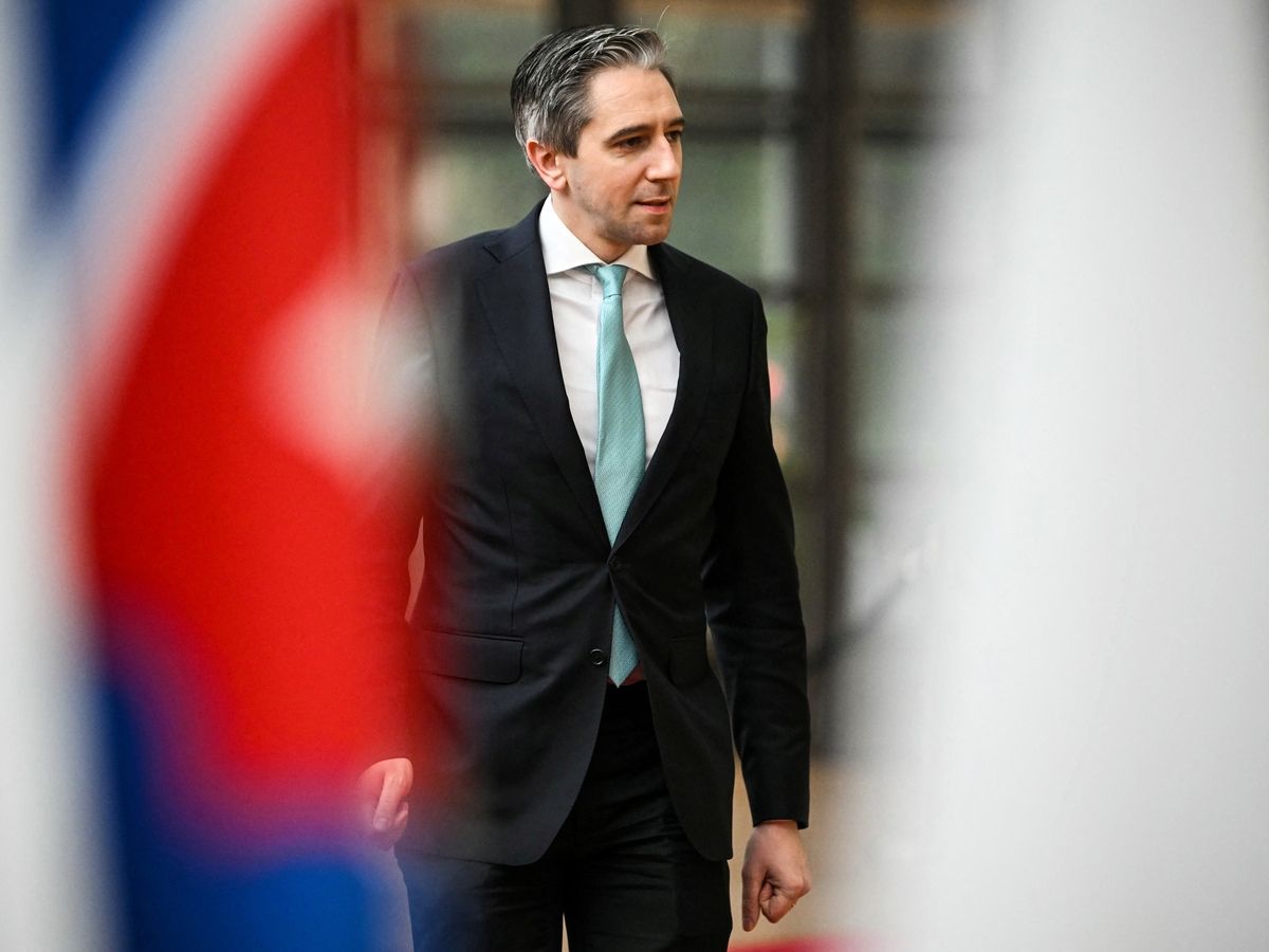 Ireland's Finance Minister Simon Harris arrives for a meeting with finance ministers of the Eurozone to elect the new Eurogroup President and discuss the overall budgetary situation and the prospects of euro area, at the European Commission, in Brussels, on December 11, 2025.
