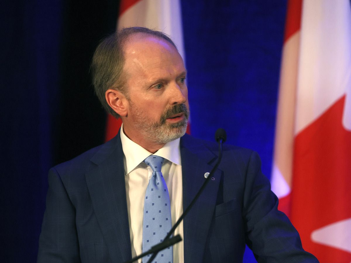 John Whelan, President and CEO of Imperial Oil Limited speaks as the Calgary Chamber of Commerce hosted the Honourable Tim Hodgson, Minister of Energy and Natural Resources to a sold out keynote address and conversation on his vision for Canada's future as a global energy leader at the Fairmont Palliser in Calgary on Friday, May 23, 2025.