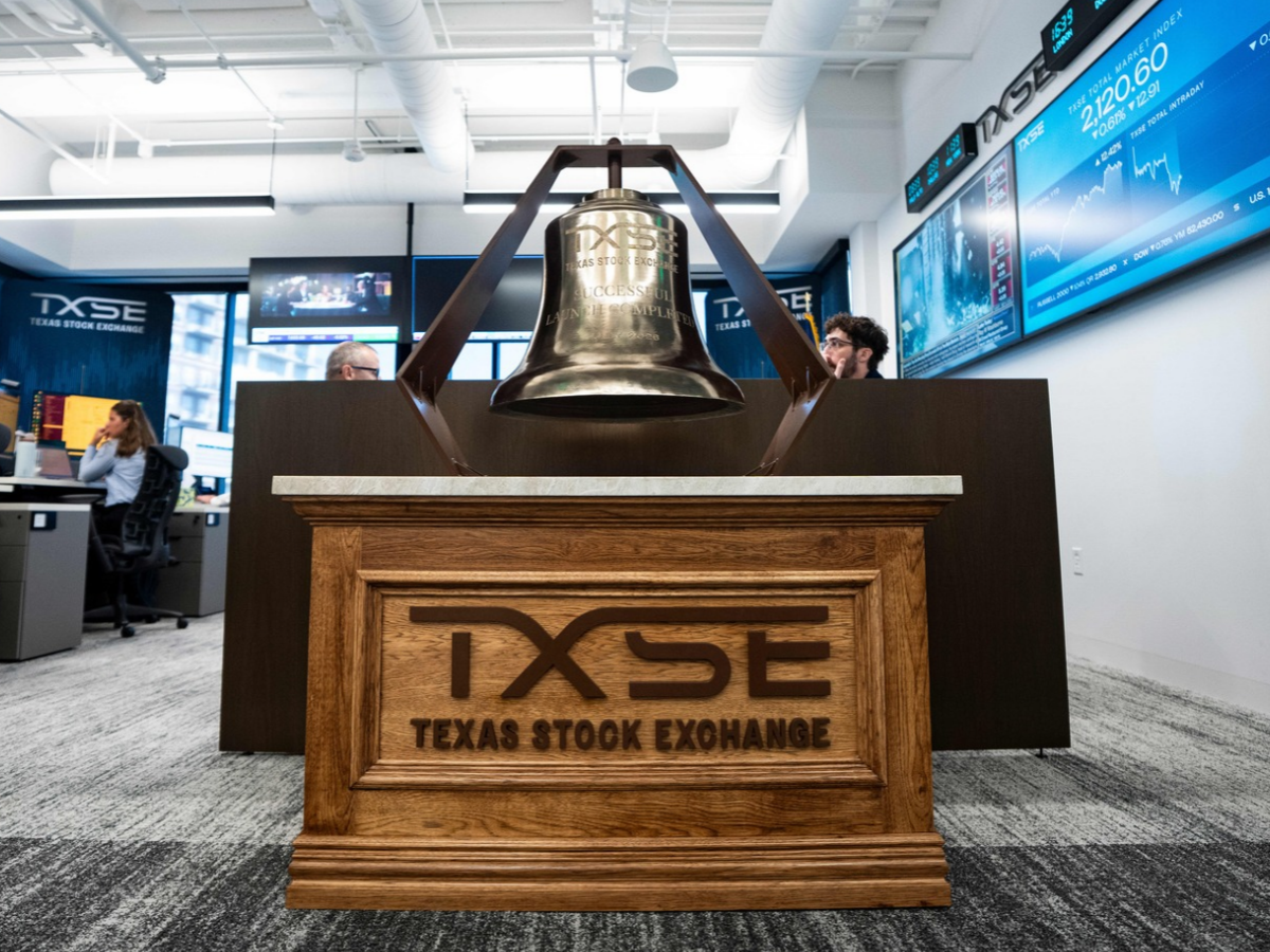 The ceremonial gold bell that was rung to open the Texas Stock Exchange (TXSE) in Dallas, Texas, US, on Wednesday, Sept. 9, 2026.