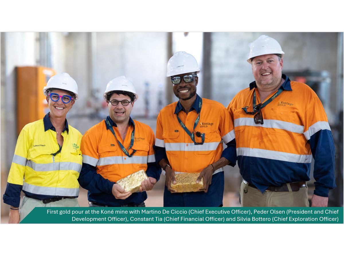Montage Gold achieves first gold pour at its Koné mine on budget and ahead of schedule