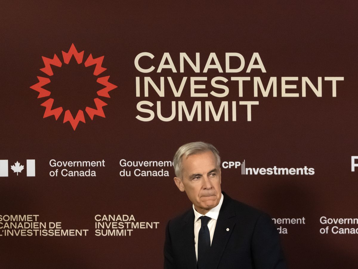 Prime Minister Mark Carney looks on after conducting a press conference at the Canada Investment Summit at The Royal York Hotel in Toronto, Sept. 15, 2026.