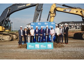Primont Rental Living Offical Ground Breaking on site in Brampton, Ontario. Primont President Joe Montesano, Vice Presidents Lore Attardo and Charles Attardo, Brampton Mayor Patrick Brown in attendance with others.
