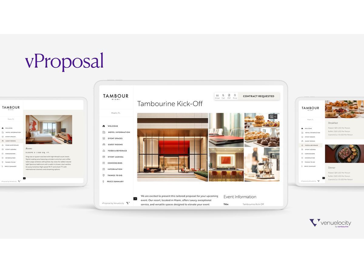 Venuelocity by Tambourine Elevates Hotel Sales with the Launch of vProposal, a Design-Forward, Integrated Proposal Platform