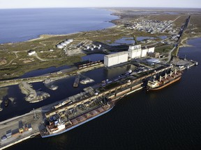 An October 2012 handout photo of aerial shot of the Port of Churchill and CMTF