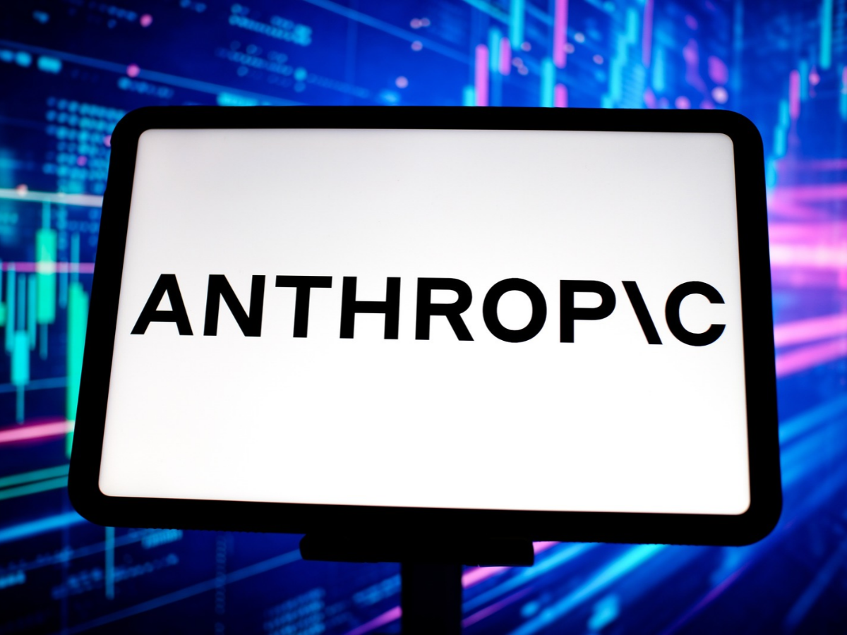 In this photo illustration, the Anthropic logo is seen displayed on a tablet screen.