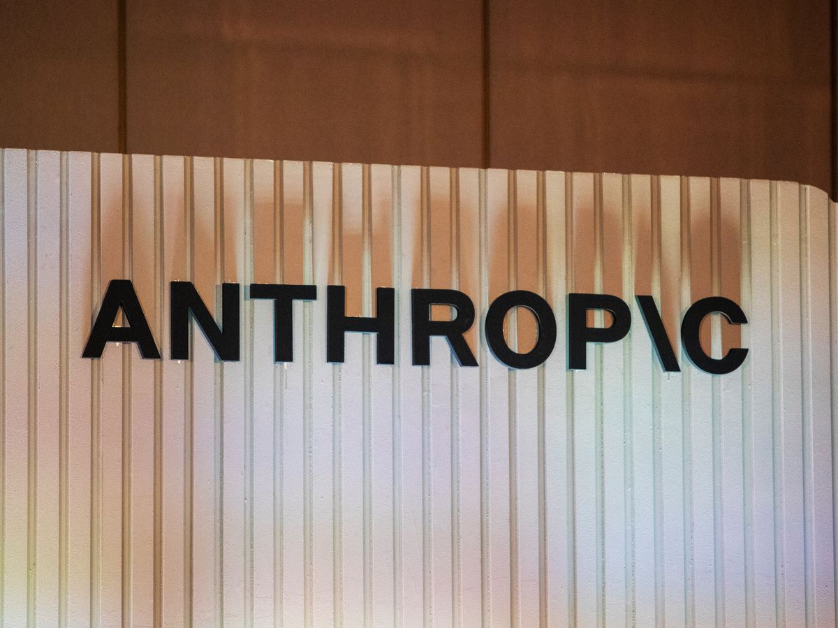 The Anthropic logo displayed on the stage during the companyís Builder Summit in Bengaluru, India, on Monday, Feb. 16, 2026.