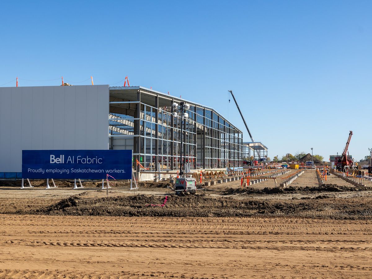 The construction site of Bell's Artificial Intelligence Data Centre in Saskatchewan on Thursday.