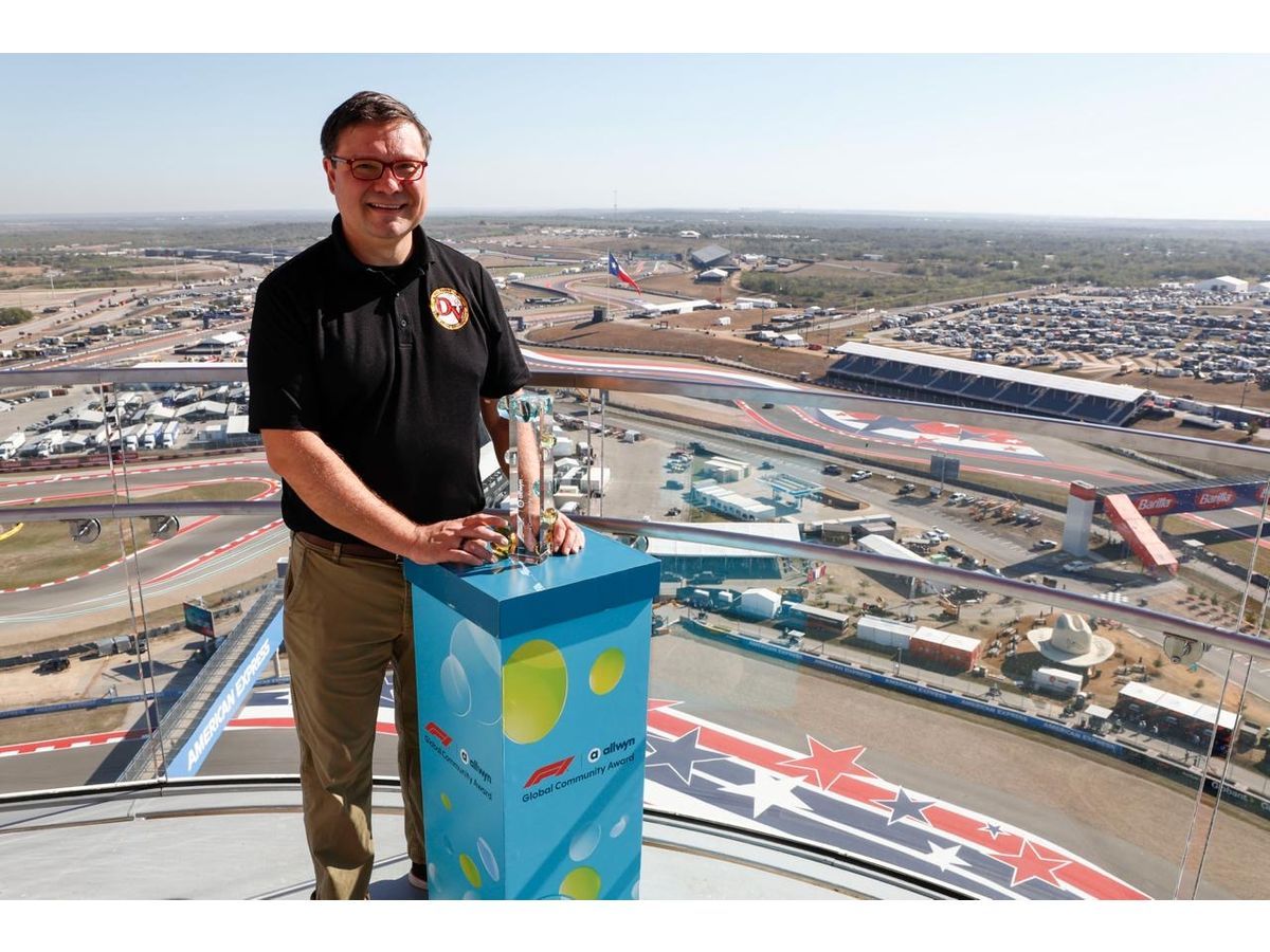 The F1® Allwyn Global Community Award 2026 trophy presented to winning local charity Del Valle ISD Education Foundation at the 2026 FORMULA 1® MSC CRUISES UNITED STATES GRAND PRIX in Austin, Texas.