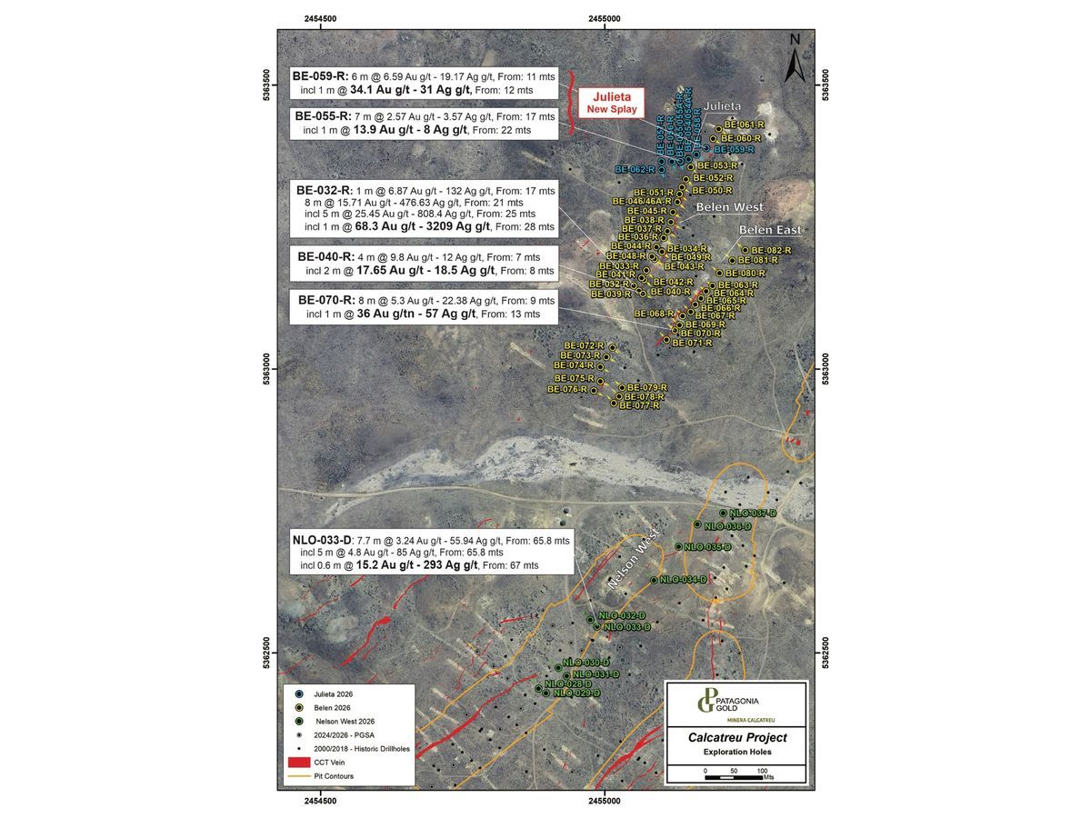 Figure 1. Location of Belén and Nelson exploration drill hole