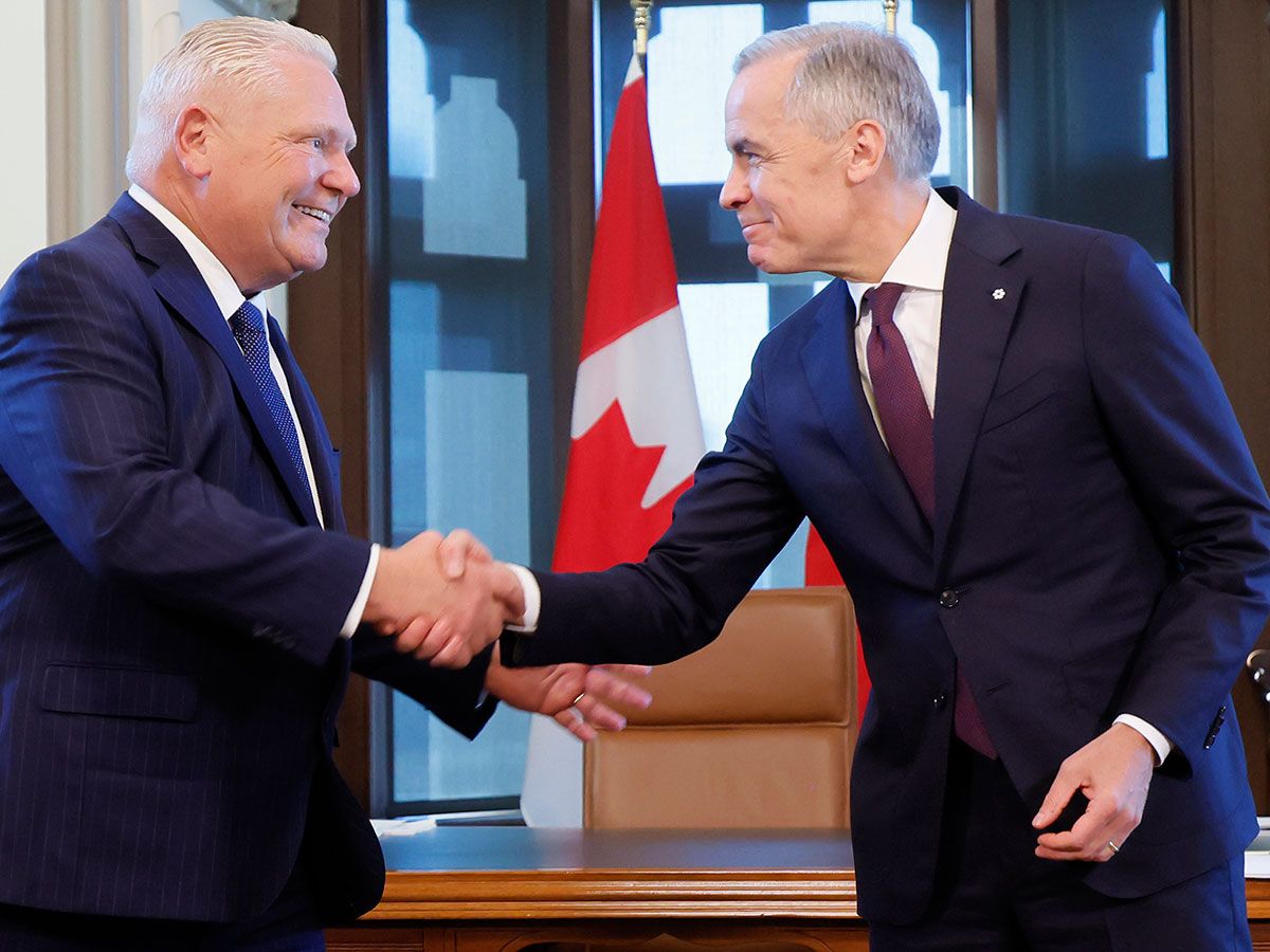 Ontario’s Premier Doug Ford meets Prime Minister Mark Carney on Parliament Hill Oct. 21, before announcing $5 billion in support of Canada's steel industry.