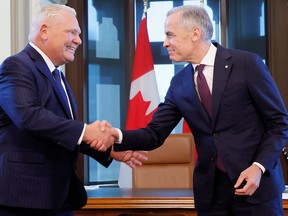 Ontario’s Premier Doug Ford meets Prime Minister Mark Carney on Parliament Hill Oct. 21, before announcing $5 billion in support of Canada's steel industry.
