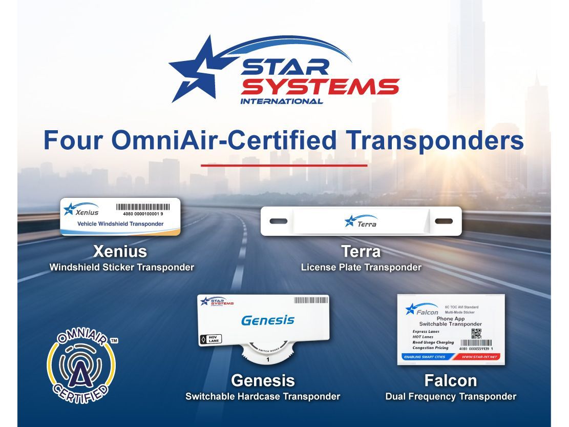 The Xenius, Terra, Genesis, and Falcon transponders have been certified by the OmniAir Consortium for open road tolling.