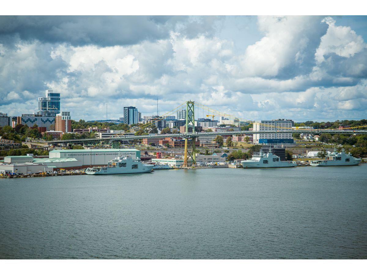 Naval vessels in Halifax, Nova Scotia, where Scott Aerospace Canada is establishing its presence.