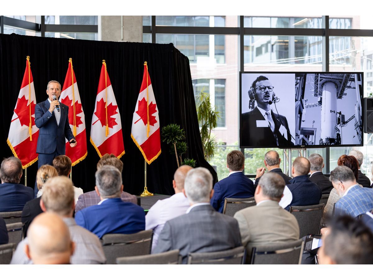 Colonel Chris Hadfield speaks on Canada's long history in space technology and innovation at the launch of the Canadian Centre for Space Isotopes.