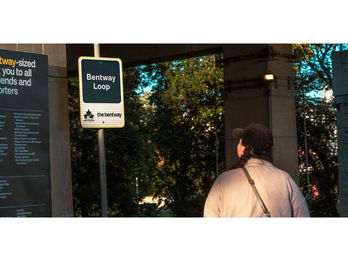 The Bentway's Western Loop, a unique urban pathway in downtown Toronto, is now officially part of Canada's national trail network, transforming underused space into new routes. Photo credit: Tyler J. Sloane.