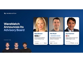 Shopify's former Global Head of Shipping & Fulfillment, Maia Benson, JLL's current Global Logistics Growth Lead for EMEA and APAC, Guy Gueirard, and Groupe Dynamite's former Chief Digital Officer, Max Boyer, will help drive WareMatch's product development and digital growth while accelerating its global expansion.