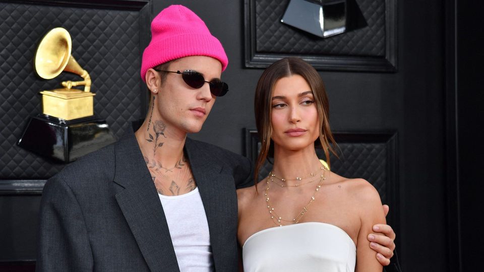 justin bieber and hailey bieber at the grammy's