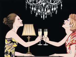 illustration two women with champagne glasses