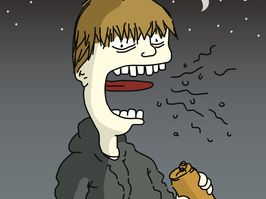 cartoon of guy burping