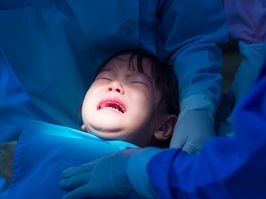Use of trauma-informed care is not universal to dental training or professional requirements in most jurisdictions. Crying girl in the dentist seat