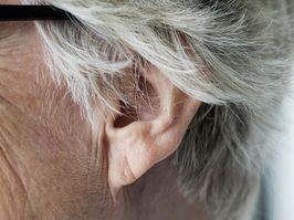 Closeup of elderly womam's ear
