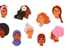 Portraits of beautiful women of different skin color, age, hairstyle, face types. Avatars of diverse fashionable female characters isolated on white background. Flat vector cartoon illustration.