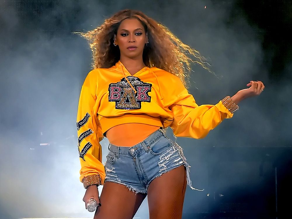 Beyonce performs onstage at Coachella in 2018.