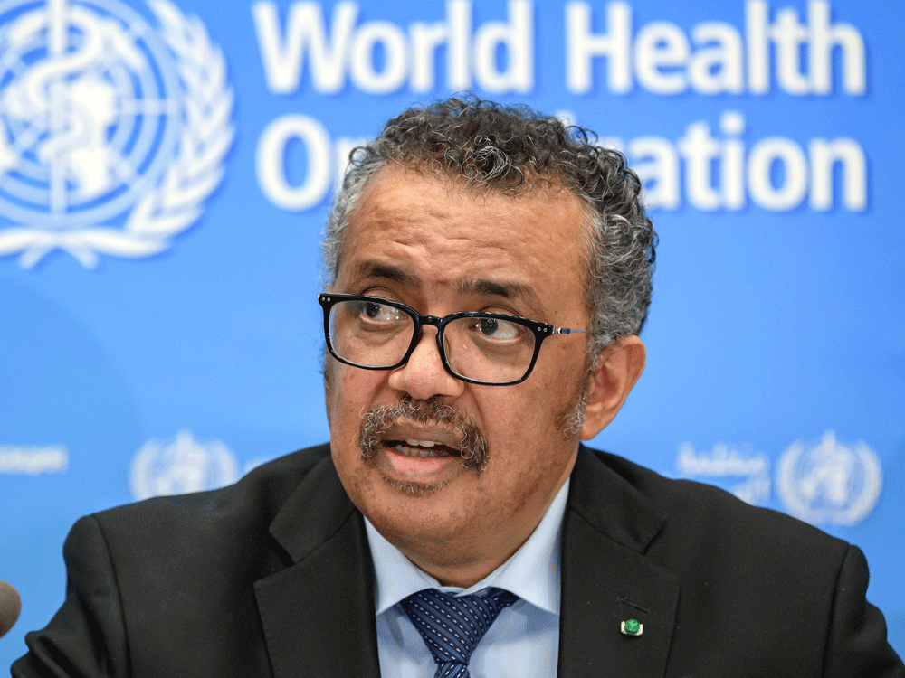 World Health Organization Director-General Tedros Adhanom Ghebreyesus at Geneva's WHO headquarters on Feb. 24, 2020.