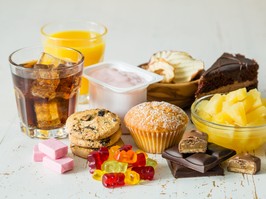 Selection of food high in sugar