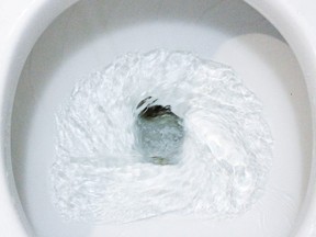 a flushing toilet