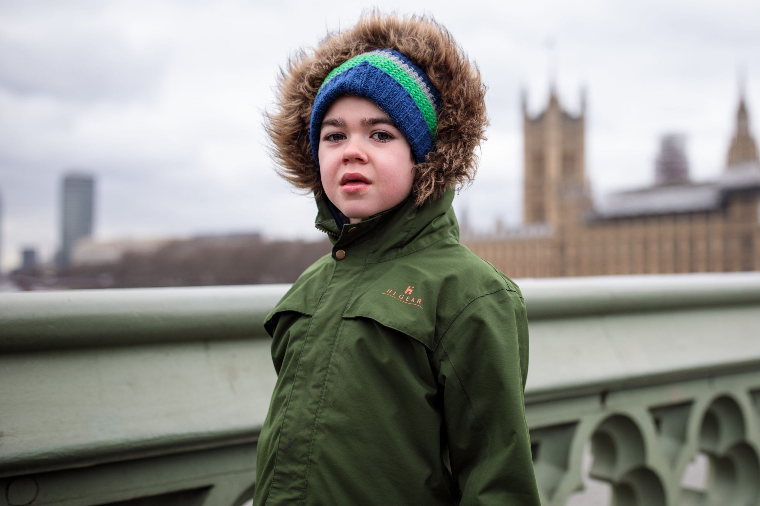 LONDON, ENGLAND - MARCH 20: Six-year-old Alfie Dingley poses on Westminster Bridge. (Photo by Jack Taylor/Getty Images)