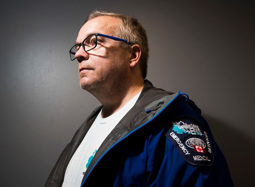 Greg Clarke poses for a portrait on Saturday, July 25, 2020 in Edmonton. Clark is a former EMS for 30 years, now teacher and clinic paramedic. He has published a book about how to respond to an opioid overdose.