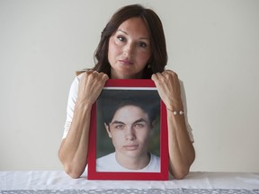 Marlyse Williams with a picture of her son Logan, who died of a drug overdose in April.