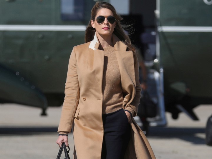  Hope Hicks, an advisor to U.S. President Donald Trump walks to Air Force One to depart Washington with the president and other staff on campaign travel to Minnesota from Joint Base Andrews, Maryland, U.S., September 30, 2020.