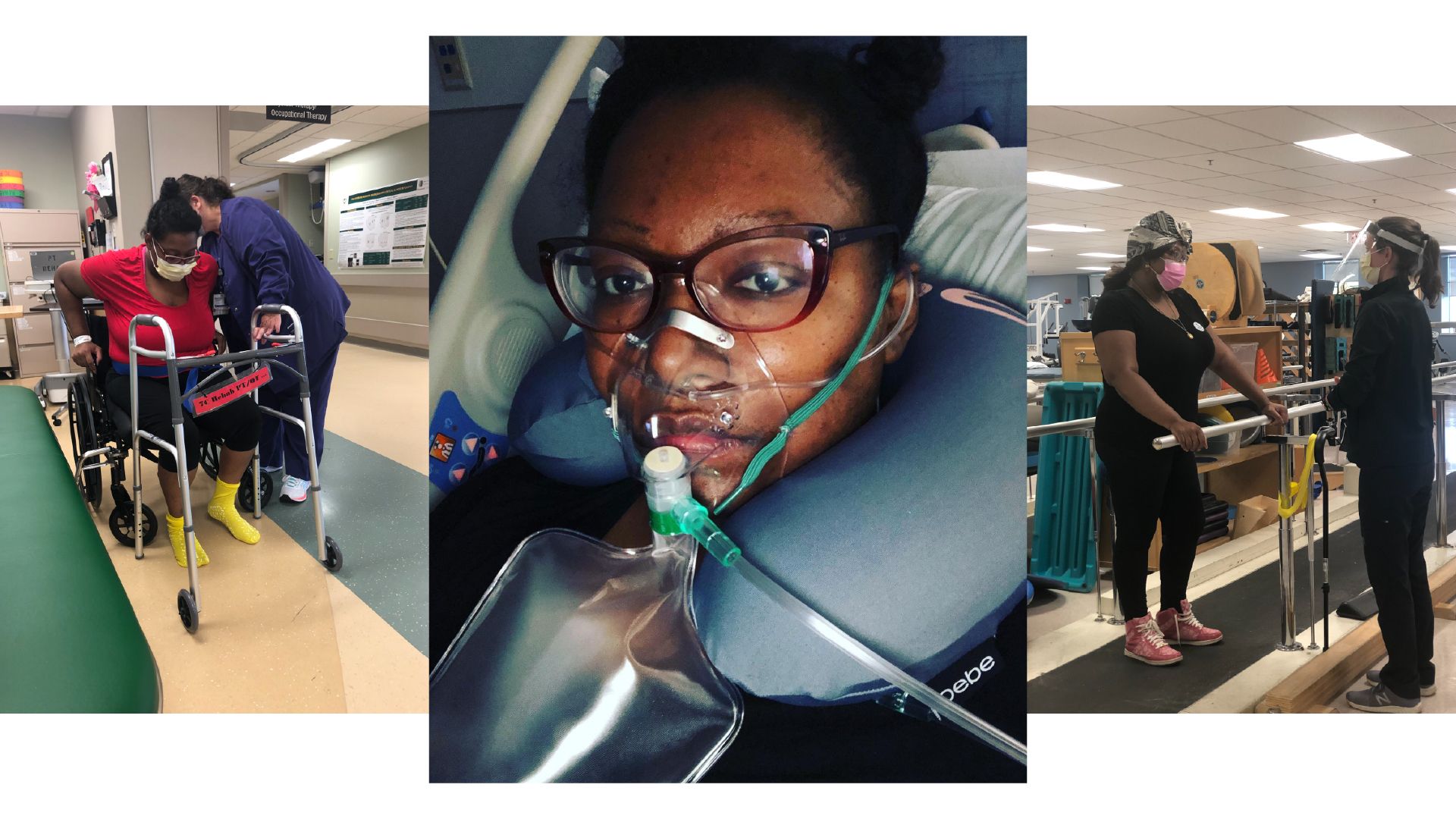  Brown spent more than a month in the hospital, 31 days of which she was on a ventilator. Here’s, she is shown recovering from COVID-19.