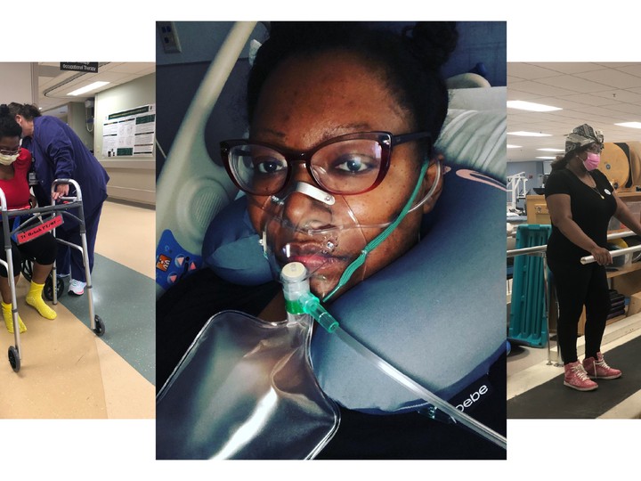  Brown spent more than a month in the hospital, 31 days of which she was on a ventilator. Here’s, she is shown recovering from COVID-19.